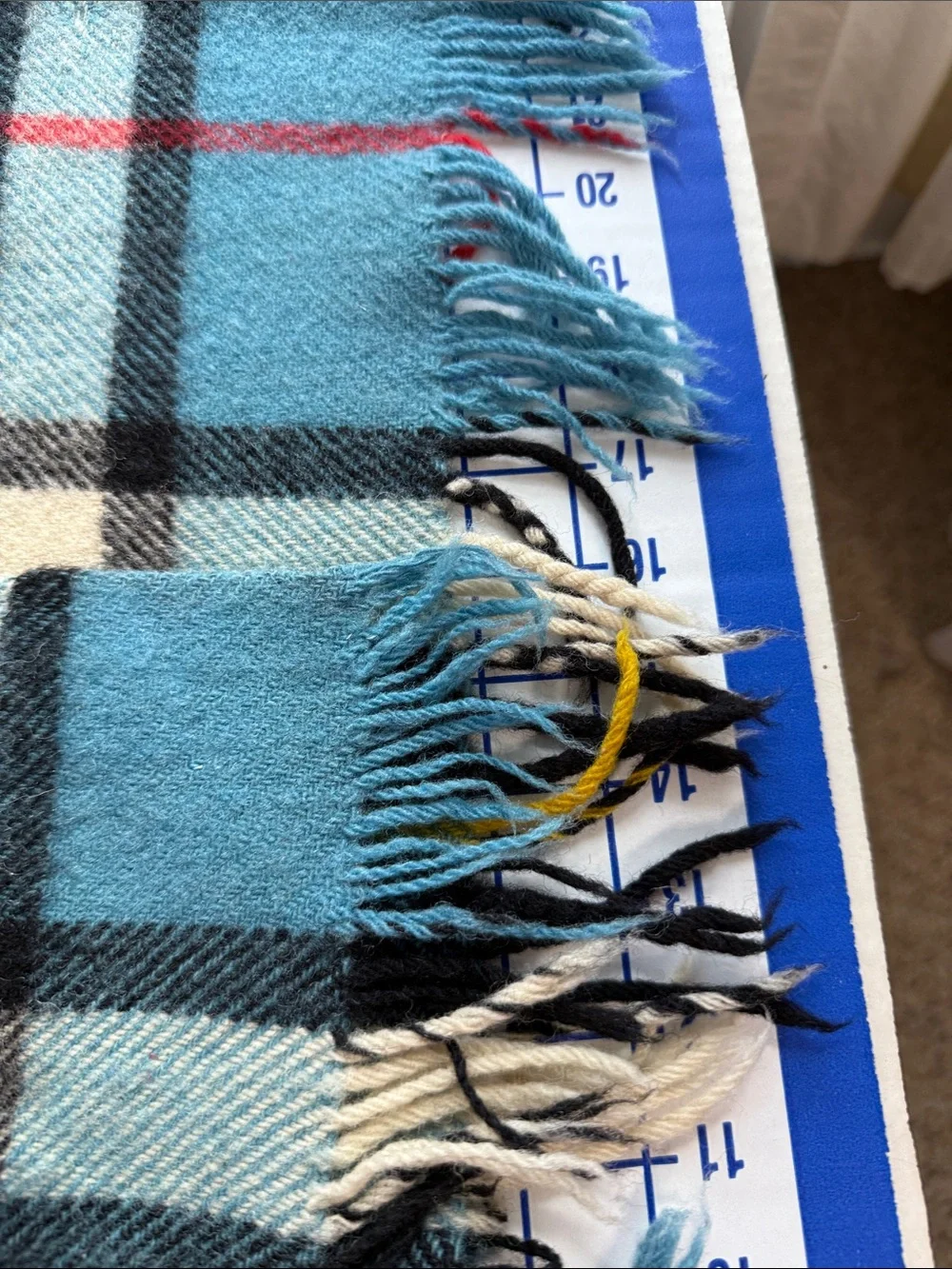 Vintage Burns Country Scotland All Wool Tartan Throw Blanket Scotch House Blue